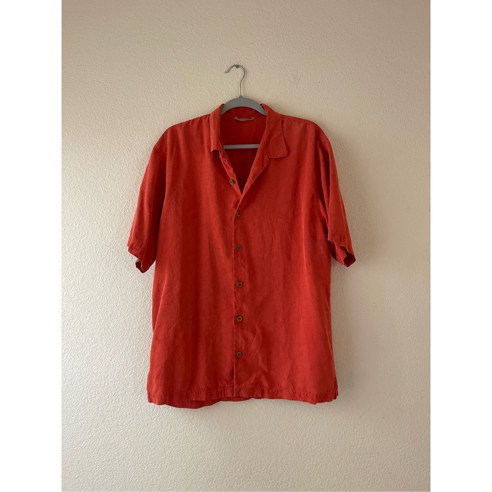 Tommy bahama silk tropical leaf print red button up